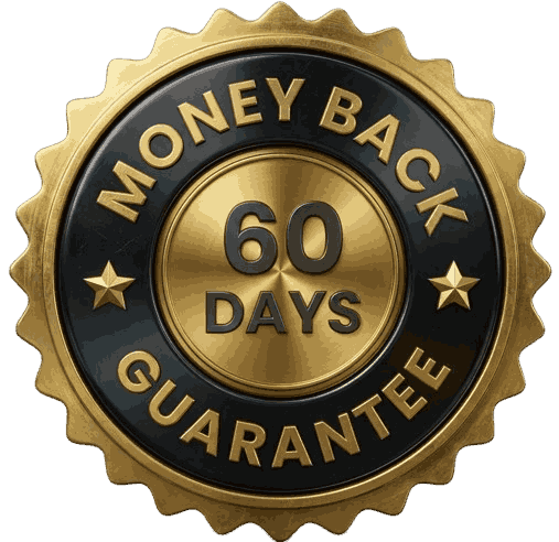 60 days money back guarantee badge.